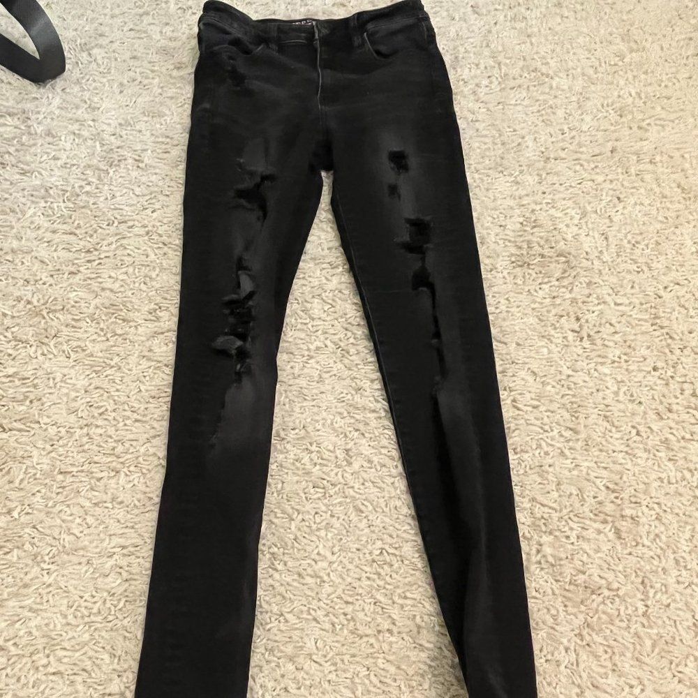 American eagle black distressed high rise jeggings size 4
